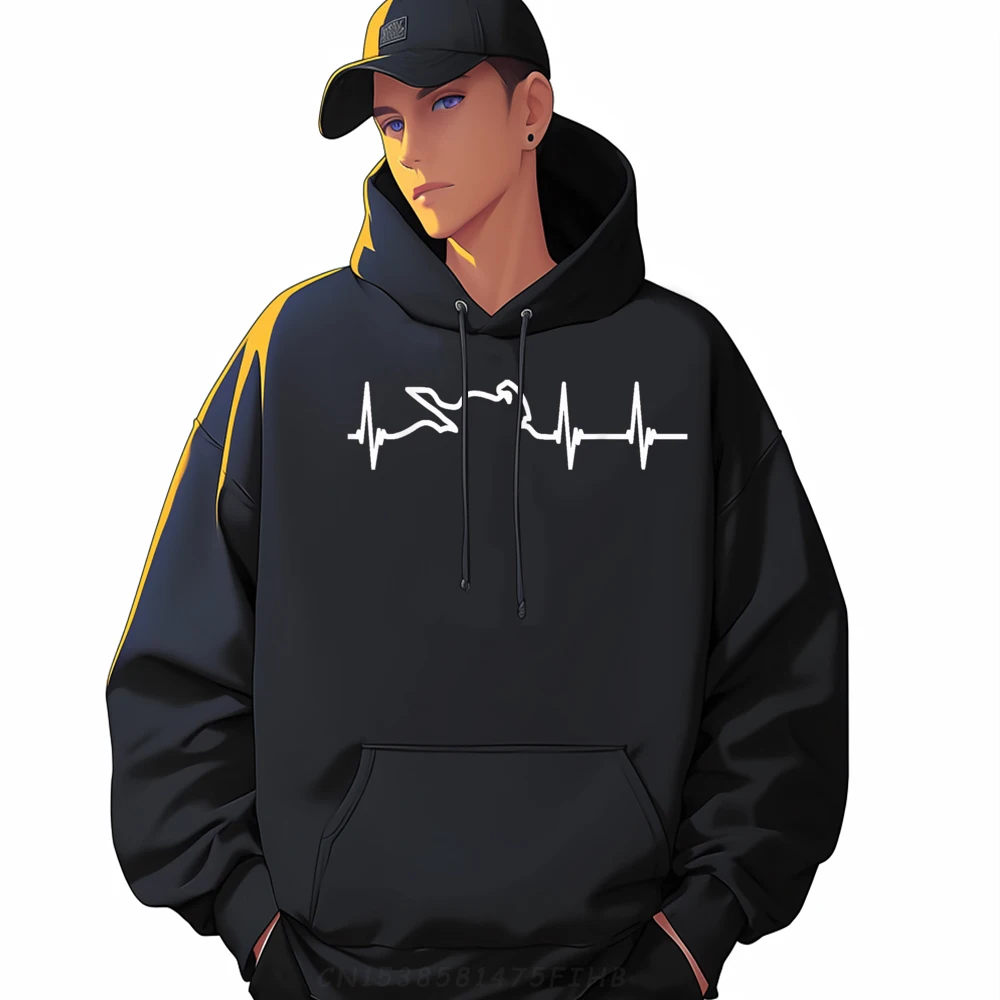 

Motorcycle Sportbike Heartbeat Line Luxury Designer Men's Clothes Long Sleeve Pullover Hoodie