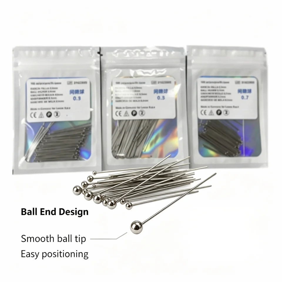 1pack  Dental Lab Orthodontic Interproximal Ball Hook Wires 0.7mm 0.8mm 0.9mm Removable Appliance Stainless Steel Components