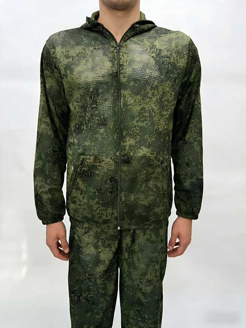 Tactical Grid Set 3D Hunting Clothes Sniper Airsoft Ghillie Suit Mesh Camo Hood Military Uniform Men Kids Anti-Mosquito Workwear