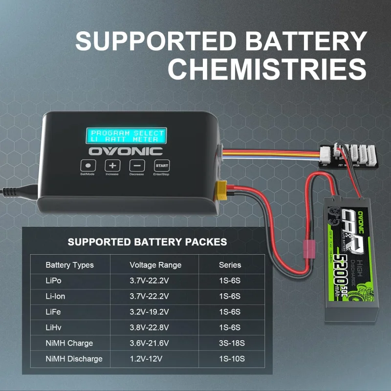 Ovonic Mate1 LiPo battery charger 1s-6s 100W 10A smart RC battery chargers with xt60 balance charger compatible for 1-6s LiIon/L