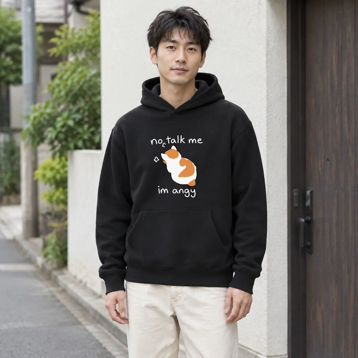 No Talk Me Im Angry Cat Illustration Autumn and winter new men's and women's hooded sweatshirts