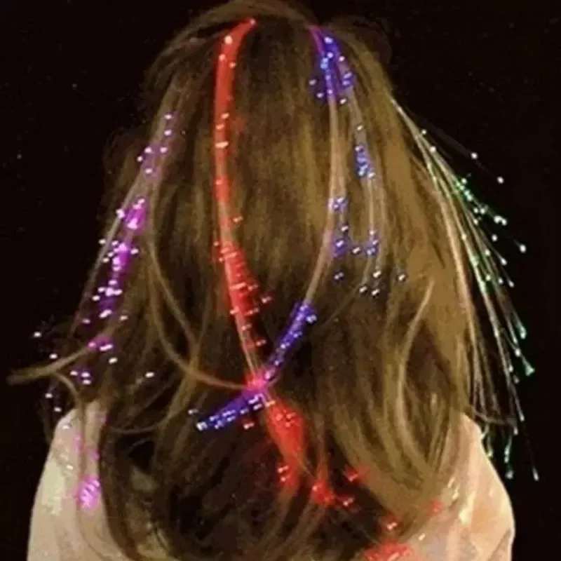 New Colorful Luminous Braids Butterfly Glitter Fiber Optic Hair LED Silk Braids Bar Prom Aid Supplies Hairband Hair Decor