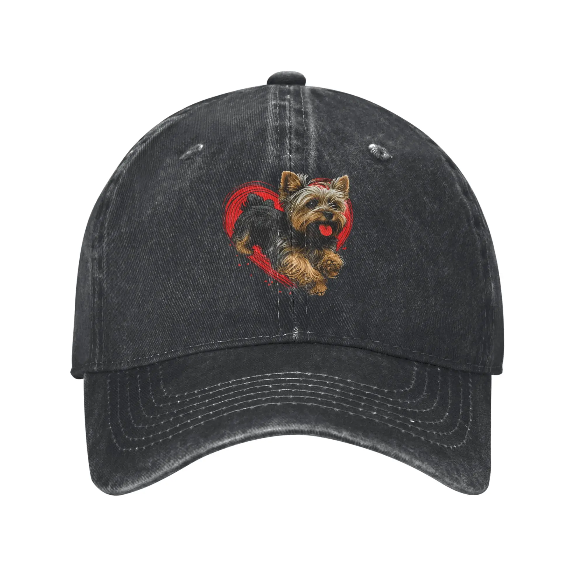 Cute Yorkshire Terrier Dog Baseball Cap Vintage Distressed Cotton  Sun Cap Men Women Outdoor All Seasons Adjustable Caps Hat