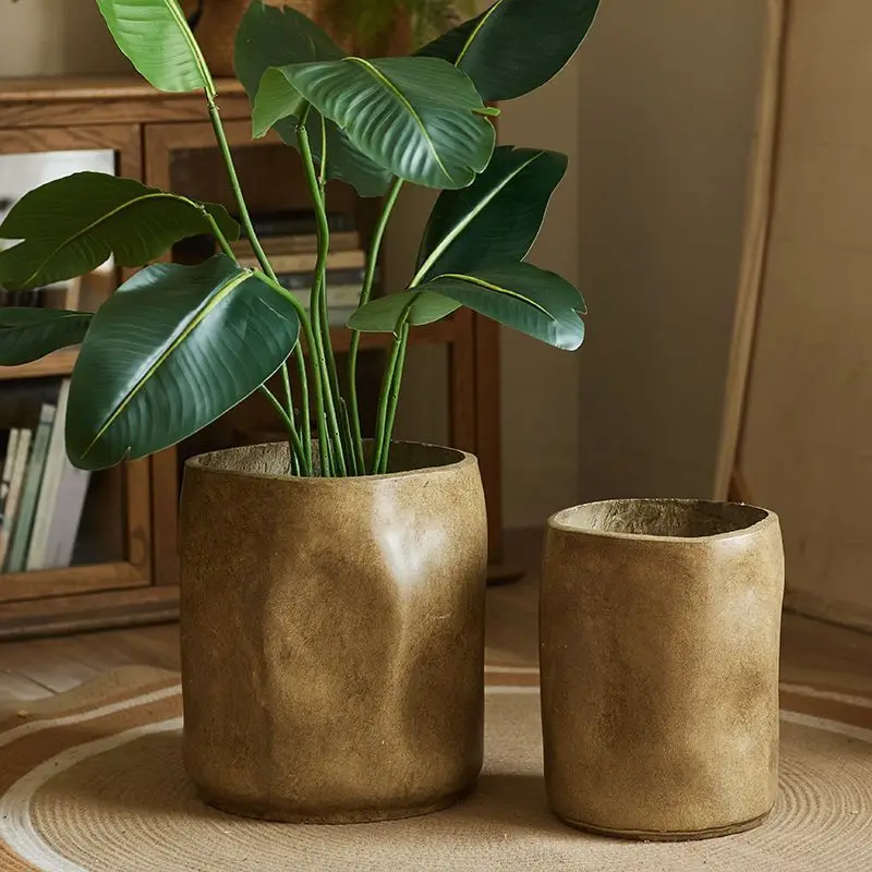 Simple Magnesium Mud Planter Large Caliber Floor Standing Plant Pot Indoor Living Room Green Plant Decor Container