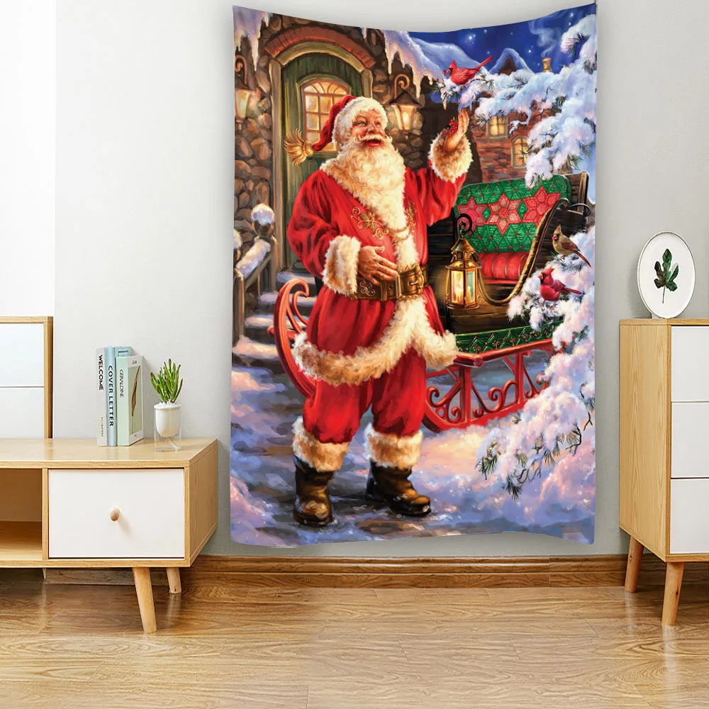 Wandteppich mit Weihnachtsmotiv, Weihnachtsmann, Geschenk, Lieferung, Design, Wohnzimmer, Schlafzimmer, B&B, Urlaubsatmosphäre, Dekoration