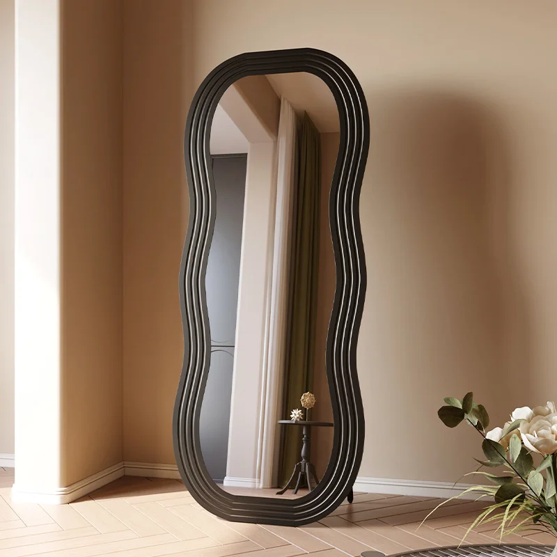 

Irregular Funky Mirror Floor Long Aesthetic Girls Cloud Mirror Decoration Full Body Standing Men Wooden Spiegels Home Products
