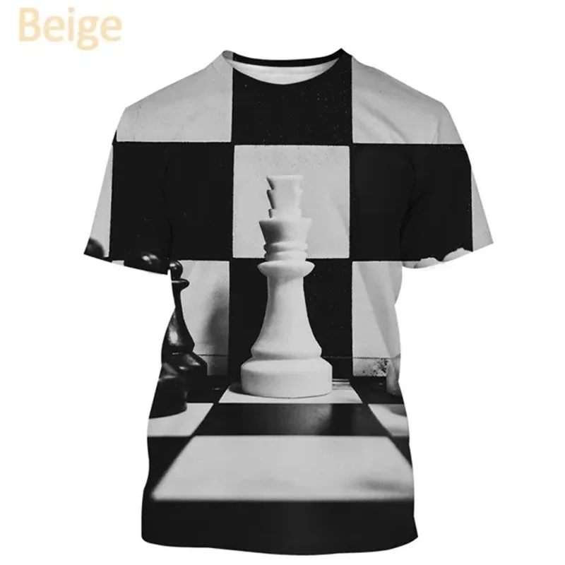 Newest Chess Game 3D Printing T Shirt Checkerboard Graphic T Shirts For Men Women Casual Short-Sleeved Streetwear Tee Tops