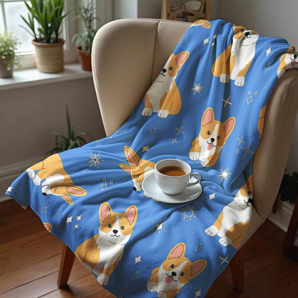 Corgi Dog throw blanket styled for sofa or bed decor