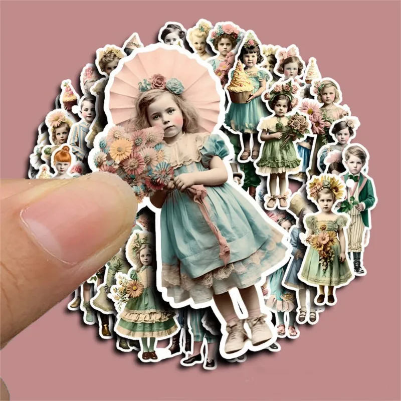 10/45Pcs Vintage Cartoon Angel Paradise Flower Girl Stickers DIY Gift Kids Toy Waterproof Decal Retro Sticker Accessories