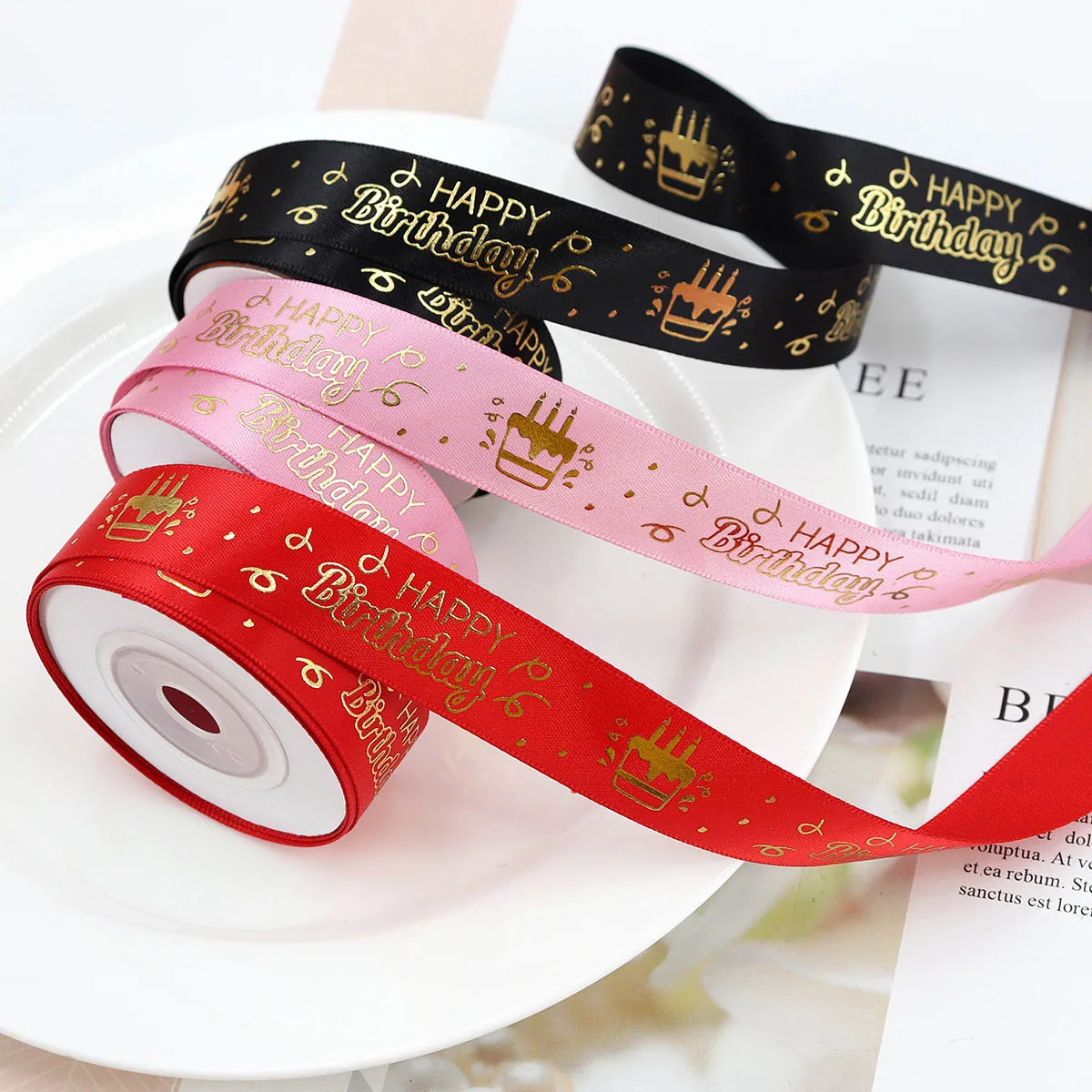 5yards 20mm Birthday Ribbon Printing Polyester Ribbon For Handmade Design Birthday Decoration Gift Packing