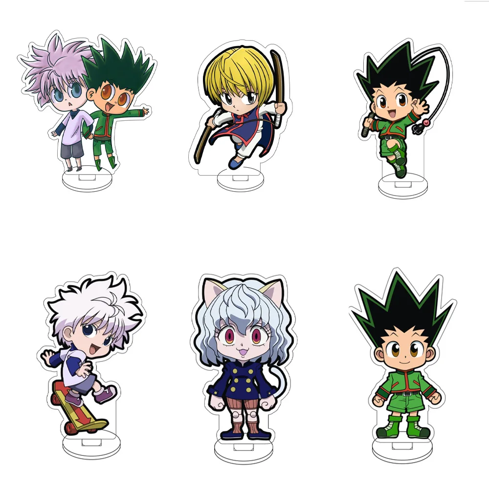 10CM Anime HUNTER HUNTER Figure Stand Model GON FREECSS/Killua Zoldyck/Kurapika Cute Desk Decor Standing Sign Gifts
