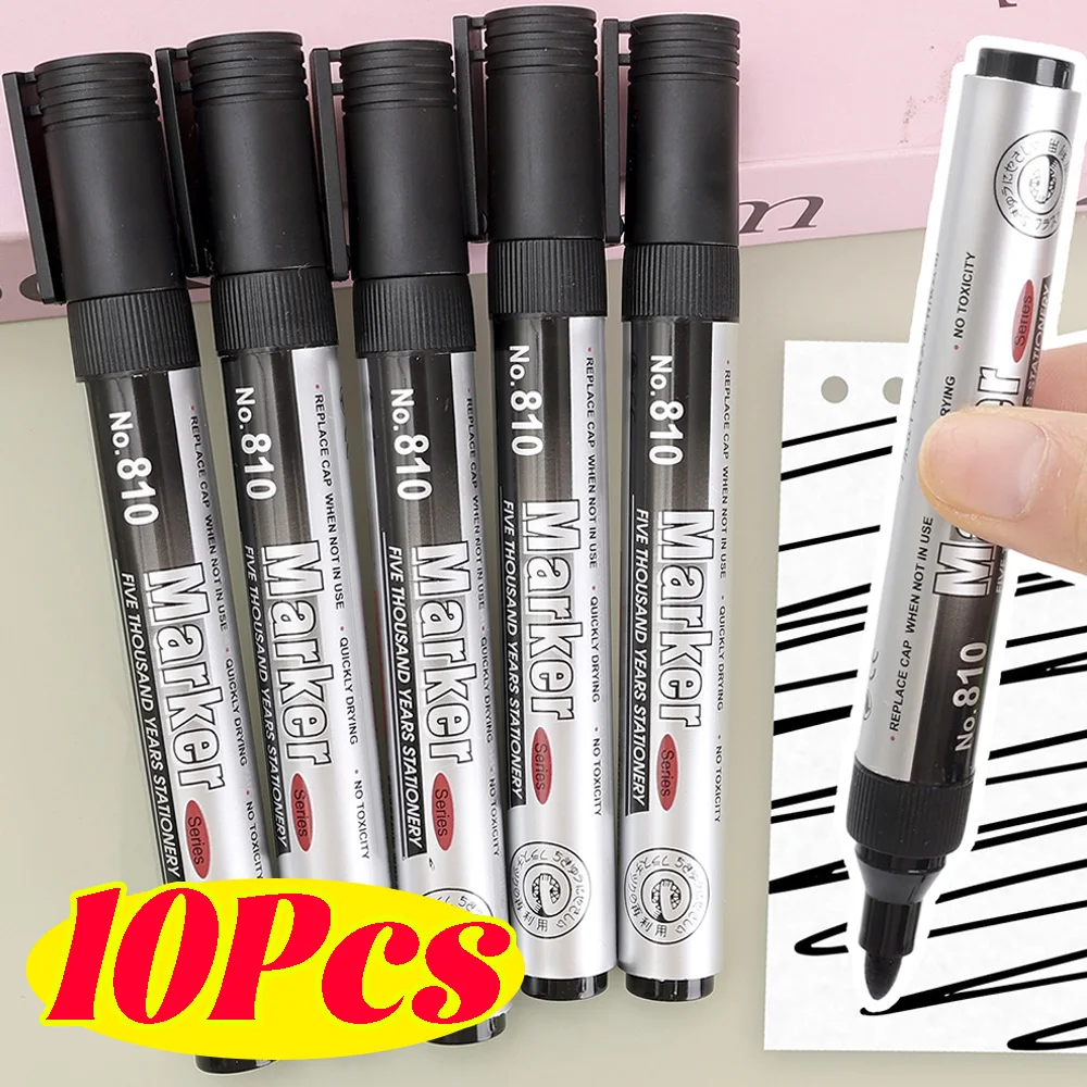 

1-10 шт., черный перманентный маркер с толстым наконечником, масляный водостойкий маркер для подписи «сделай сам», для искусства, быстросохнущий маркер для бумаги