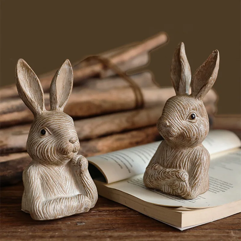 Wind resin rabbit decorative ornaments, tabletop furnishings, holiday gifts