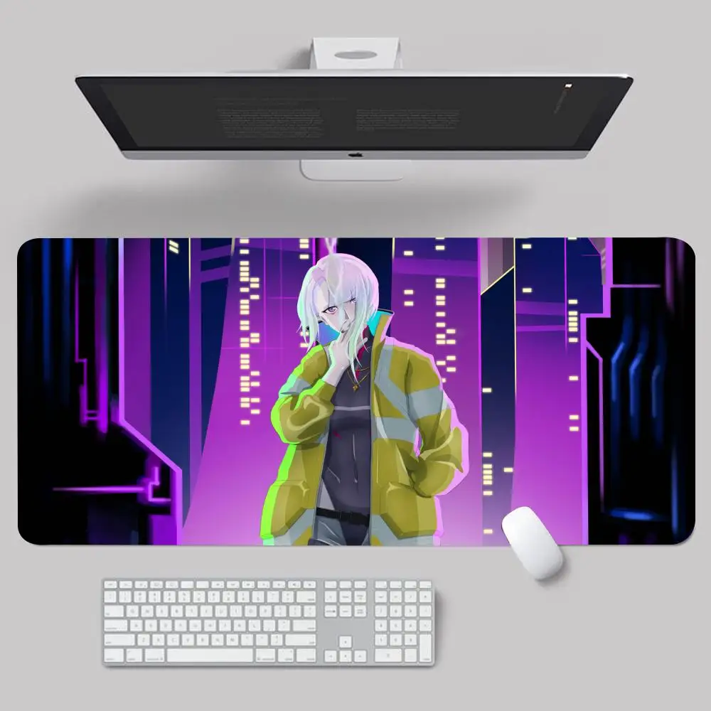 C-CYBERPUNK EDGERUNNERS Mouse Pad XXL 800x400mm 600x300mm tappetino per Mouse grande Computer portatile tastiera antiscivolo tappetino per Mouse