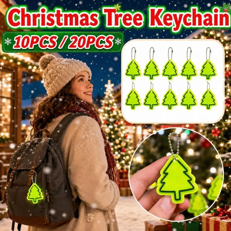 10/20PCS Christmas Tree Keychains, Xmas Bag Charms for Backpacks, Keys, Gift Bags, Stocking Stuffers & Party Favors