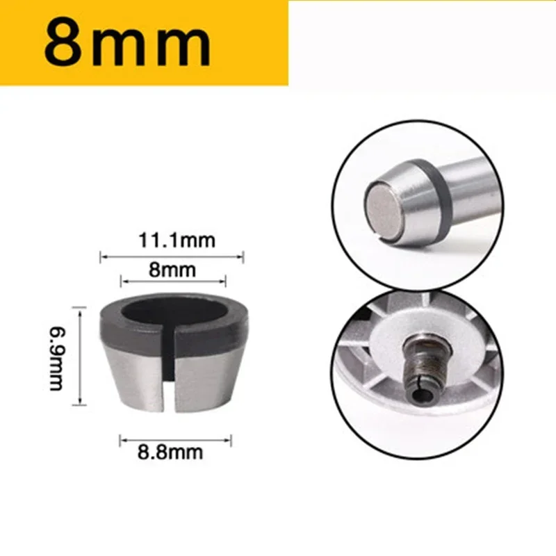 1pc 3 Pcs Set Collet 6mm 6.35mm 8mm Collets Chuck Engraving Trimming Machine Electric Router Milling Cutter Accessories