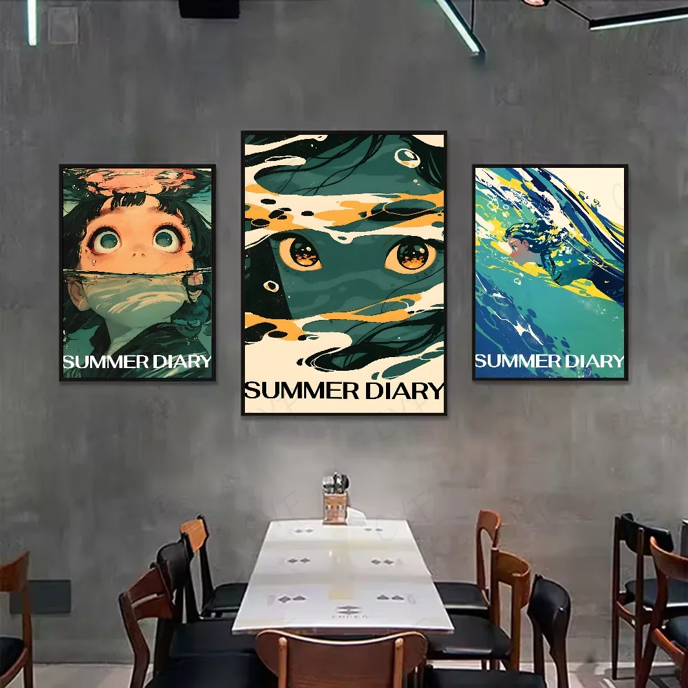 Summer Diving Illustration Poster Aesthetic Canvas Painting Posters and Prints Wall  Picture for Living Room Decoration