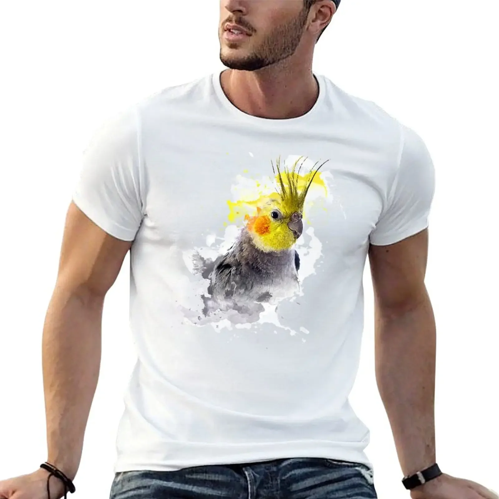 Aquarell Splash Cockatiel T-Shirt graphics blue lock essential t shirt mens t shirts pack