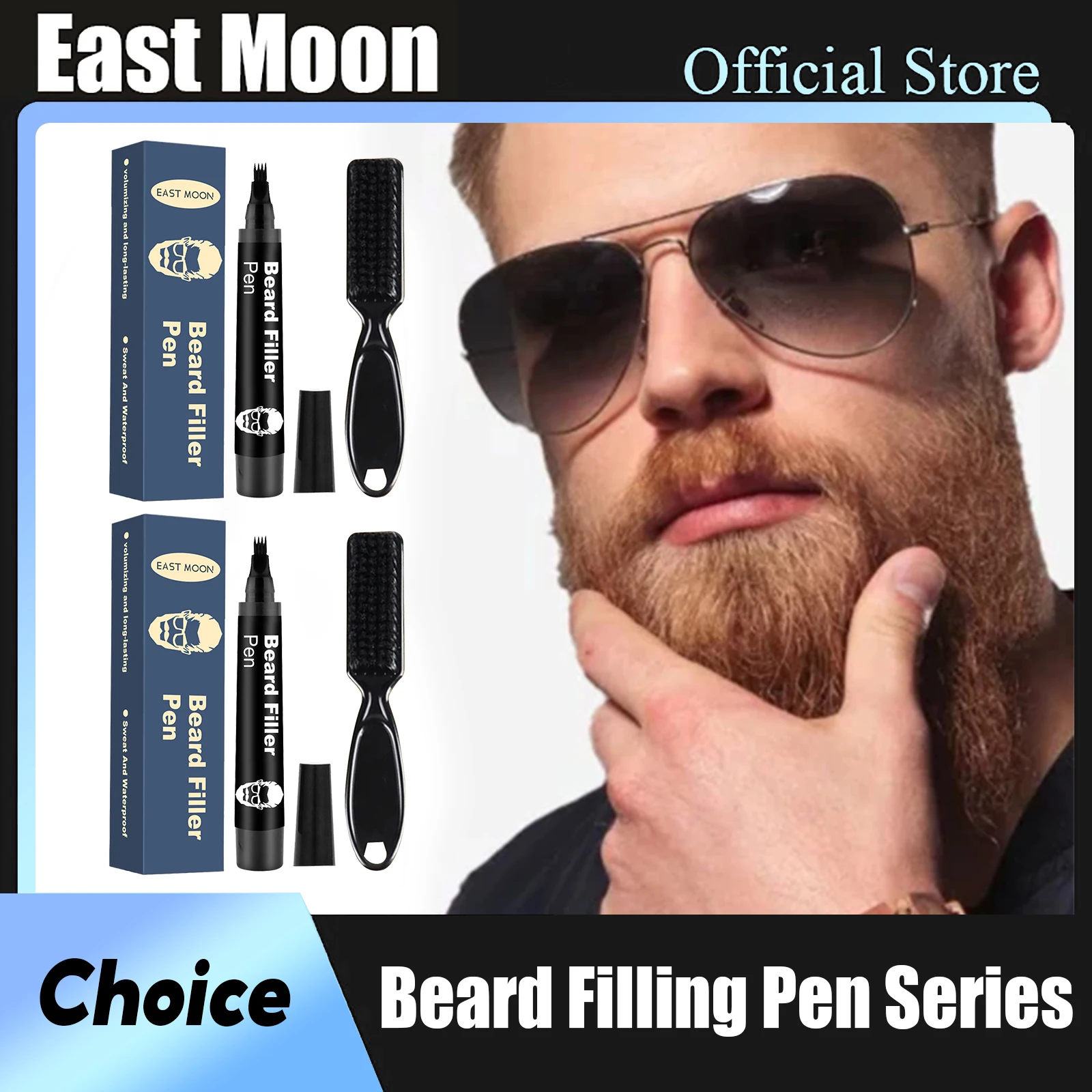 Beard Filling Pen Four Prong Beard Enhancer Lasting Coloring Repair Eyebrow Shaping Tool Waterproof Men Mustache Styling Pen Kit