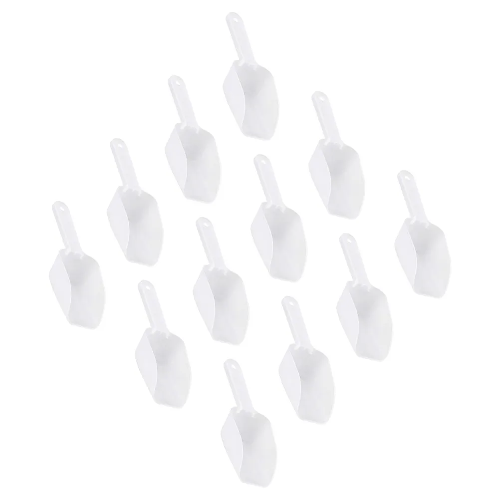 

12pcs Kitchen Scoop Ice Shovel Reusable Tool for Dessert Shop Bar Restaurant Grain Flour Ice Coffee White PP Material