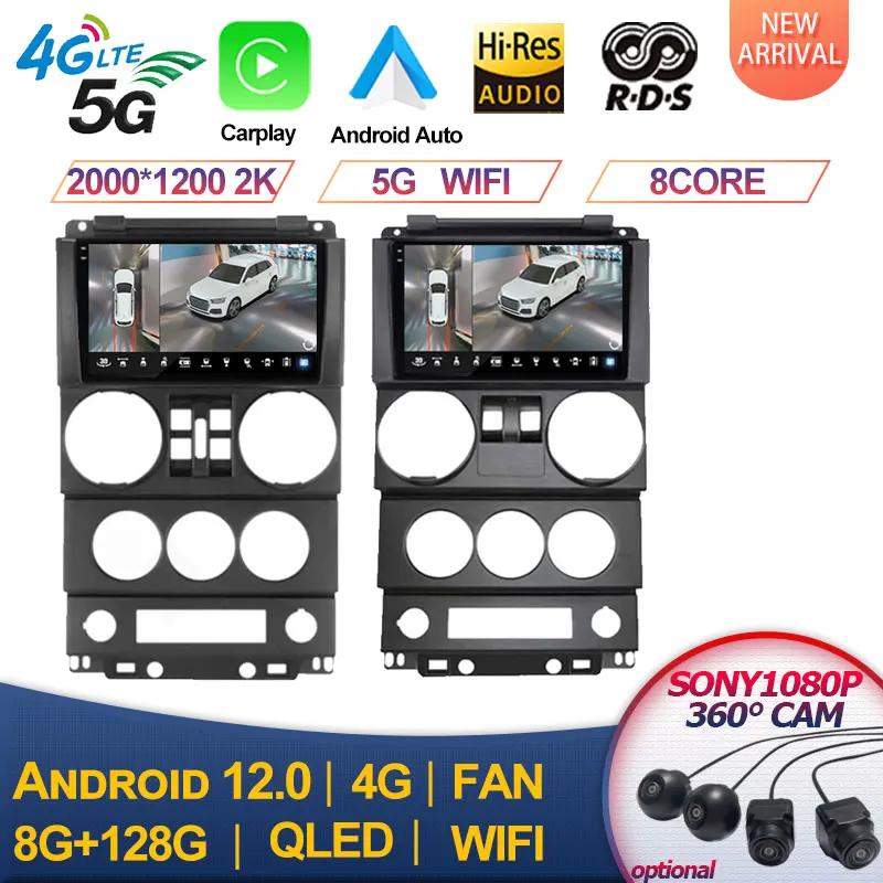 

Car Android Carplay Radio Multimedia Player For Jeep Wrangler 2008-2010 4/2 DOOR 2 Din Autoradio Video AT MT GPS Navi 4G WiFi