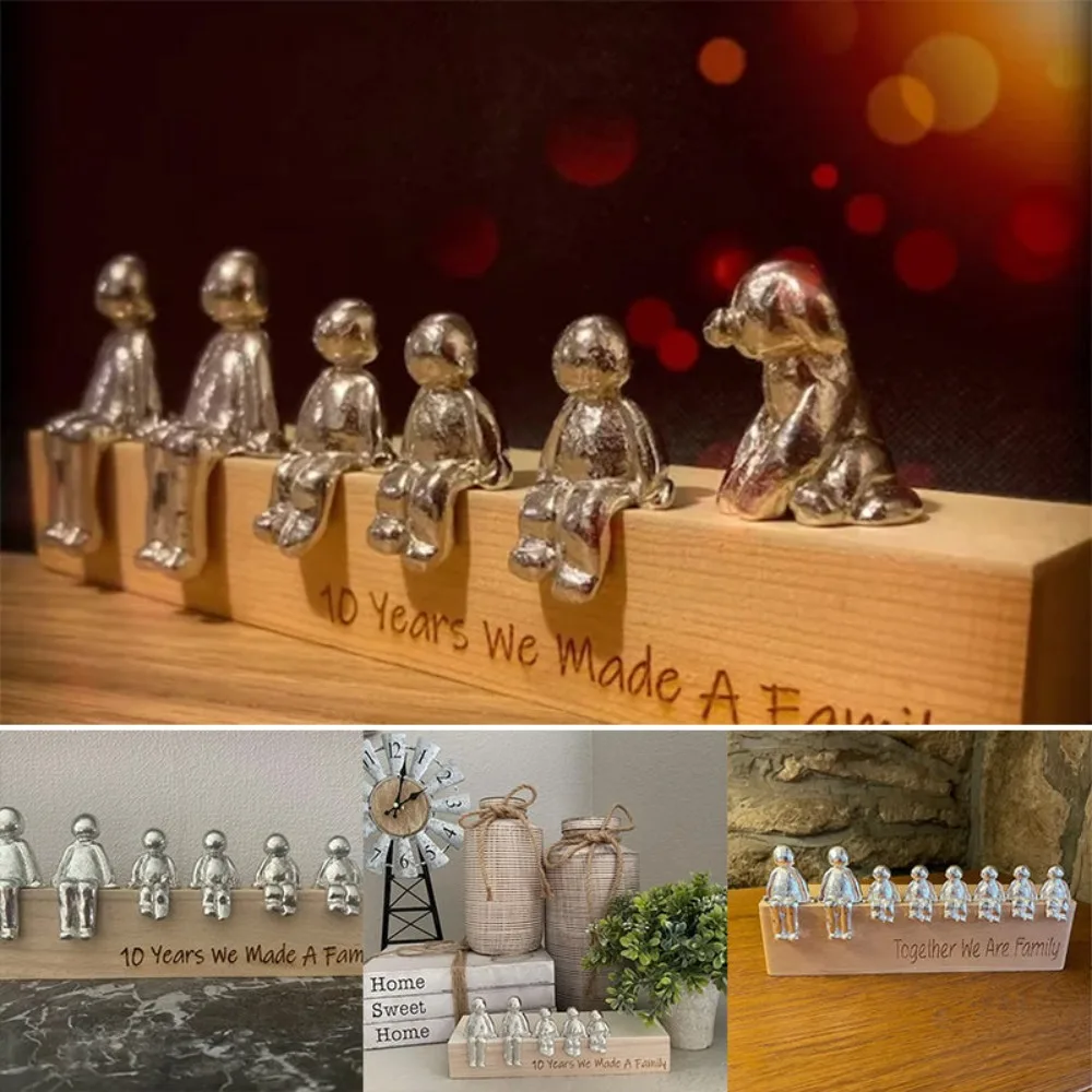 Decoration Family Statue Desktop Decorations Decorative Figurines Metal Art Puzzle Family Keepsake Animal Ornaments
