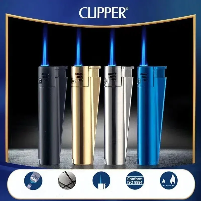 New Clipper  Metal Fireless Butane Gas Jet Torch Lighter Portable Grinding Spades A Wheel Flint Inflatable Lighter with Gift BOX