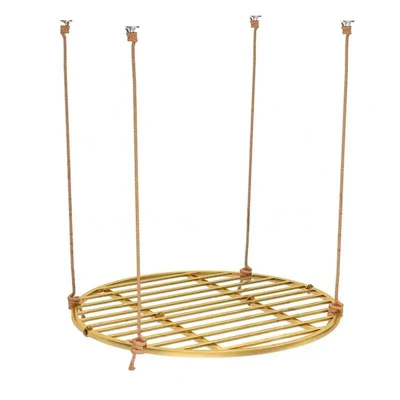 Ins minimalist modern wrought iron round bed hotel nordic home bedroom internet celebrity indoor bedroom round hammock adult