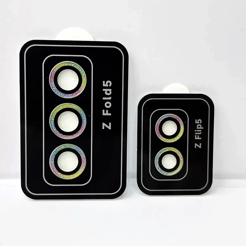 Bling Glitter Camera Protector For Samsung Galaxy Z Flip Fold 8 Ultra 7 6 5 Metal Ring Tempered Glass Full Lens Protection Film