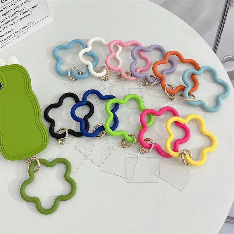 Silicone Flower Wrist Strap Lanyard Anti Drop Portable Hand Ring Keychain Universal Phone Wristband For Outdoor Travel Daily Use