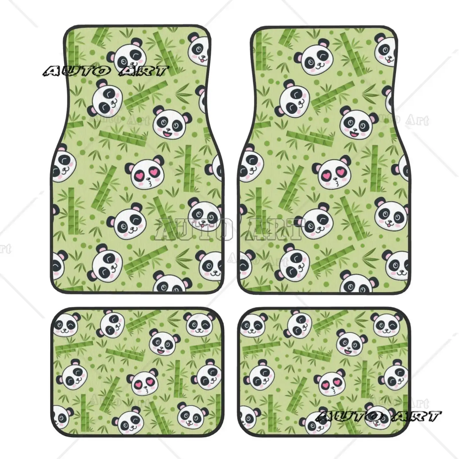

Cute Panda Print Car Floor Mat Set of 4 Suitable for All Seasons Universal Car Floor Mat
