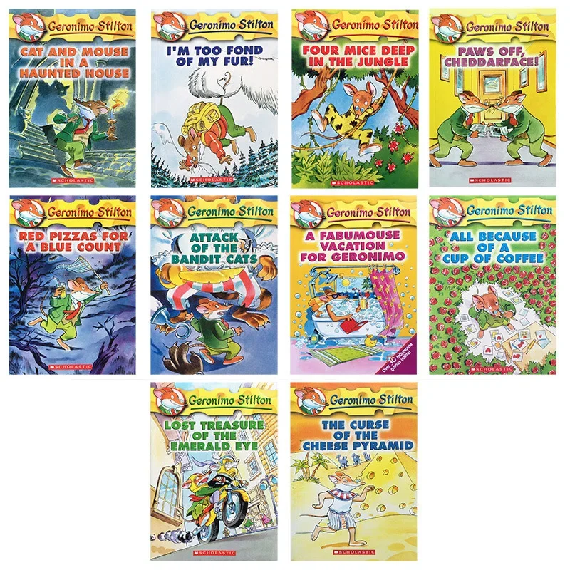 10 Books Geronimo Stilton 1-10 Mouse Reporter English Color Picture Adventure Novel Manga Comic Story Chapter Book Kids Children