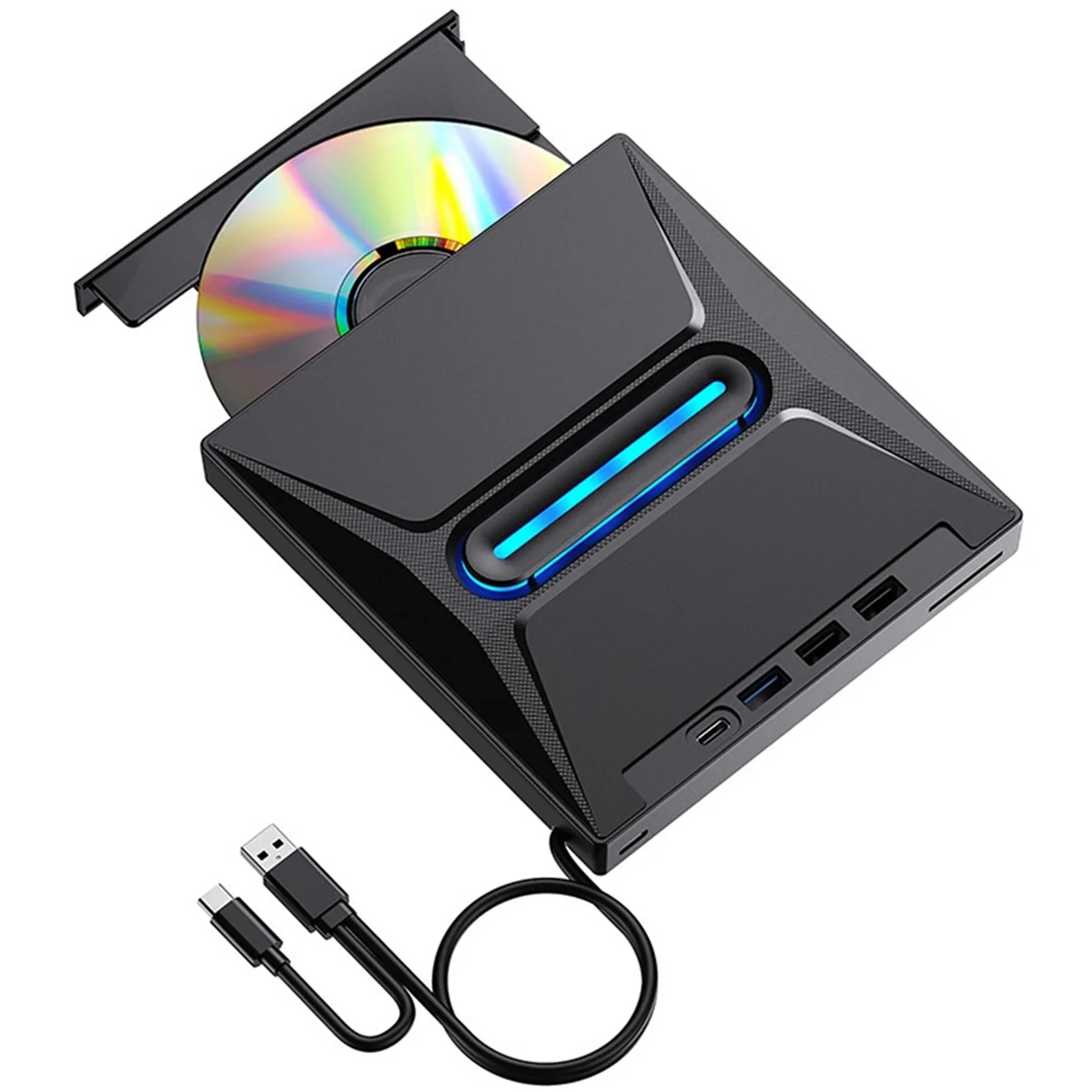 N86R USB 3.0 External CD DVD Drive High-Speed Portable CD/DVD +/-RW Drive with SD Card Reader, CD ROM Burner, and USB-C Conn