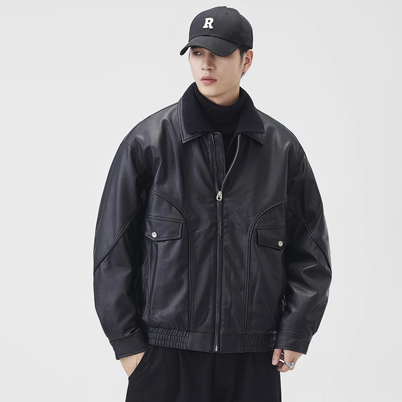 

Пуховая куртка-карго из искусственной кожи, мужская зимняя повседневная свободная красивая утепленная теплая мотоциклетная куртка на утином пуху, уличная одежда, пальто, верхняя одежда