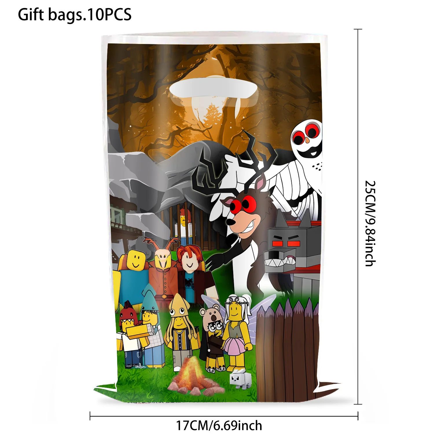 10/20/30/80Pcs 99 Nights in The Forest Theme Cartoon Candy Bags Birthday Party Gift Packaging Plastic Shopping Bags