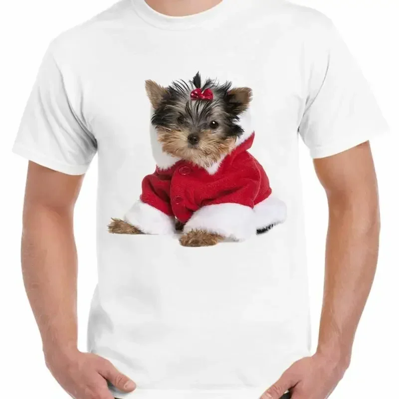 Yorkshire Terrier Puppy Santa Claus Father Christmas Men'S T Shirt