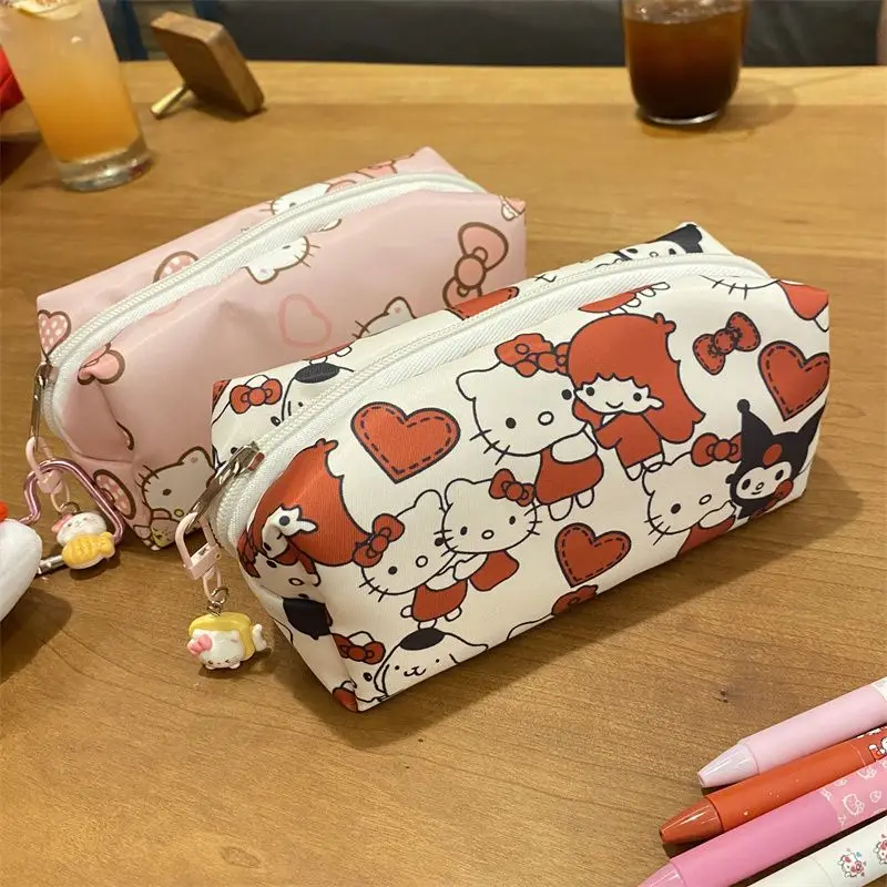 

Sanrio Kawaii Anime Hello Kitty Writing Case Cute Sweet Cartoon Makeup Storage Box Large Capacity Lovely Pencil Case Gifts Girls