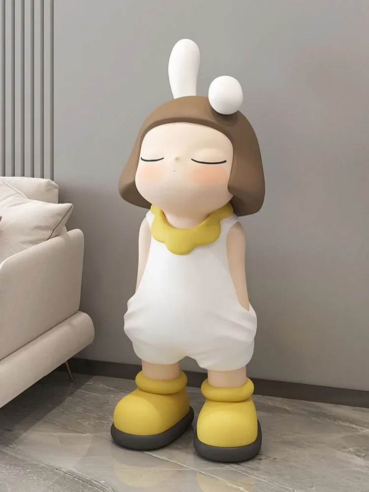 Cute Rabbit Girl's Luxury Living Room Decoration Statues Home Decor Sculpture TV Cabinet Sofa Side Large Landing Ornaments Gift