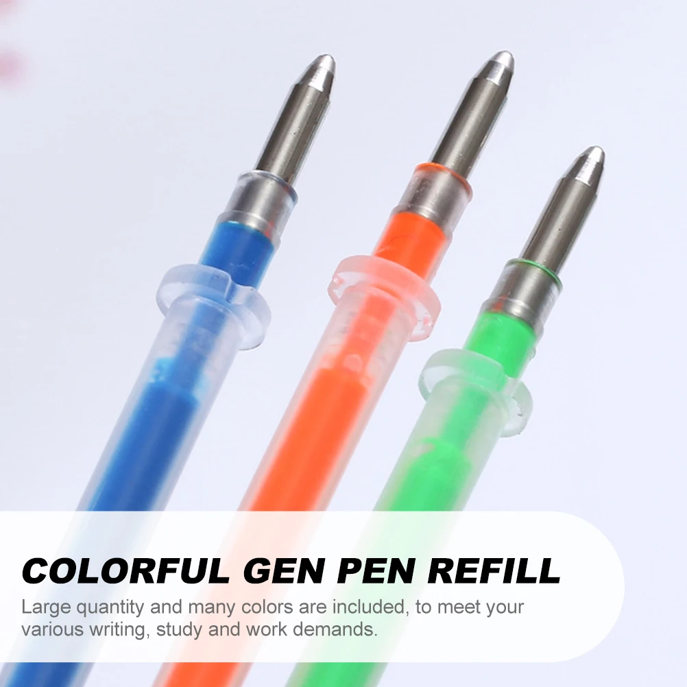 

50 pcs Gel Refills Bright Color Mix Simple Ink Pen Refills Plastic School Study Work Student Stationery