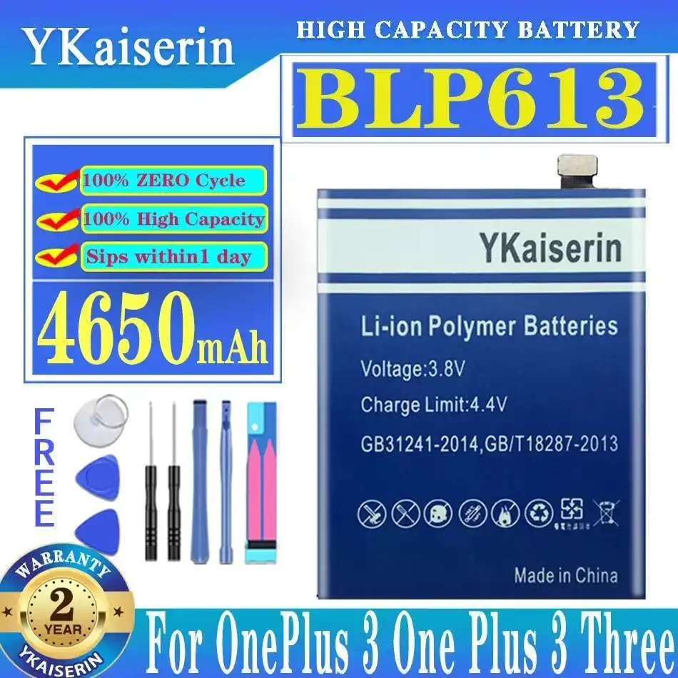 

Lightweight Mobile Phone Battery Durable 4650Mah BLP613 For Oneplus 3 One Plus Three