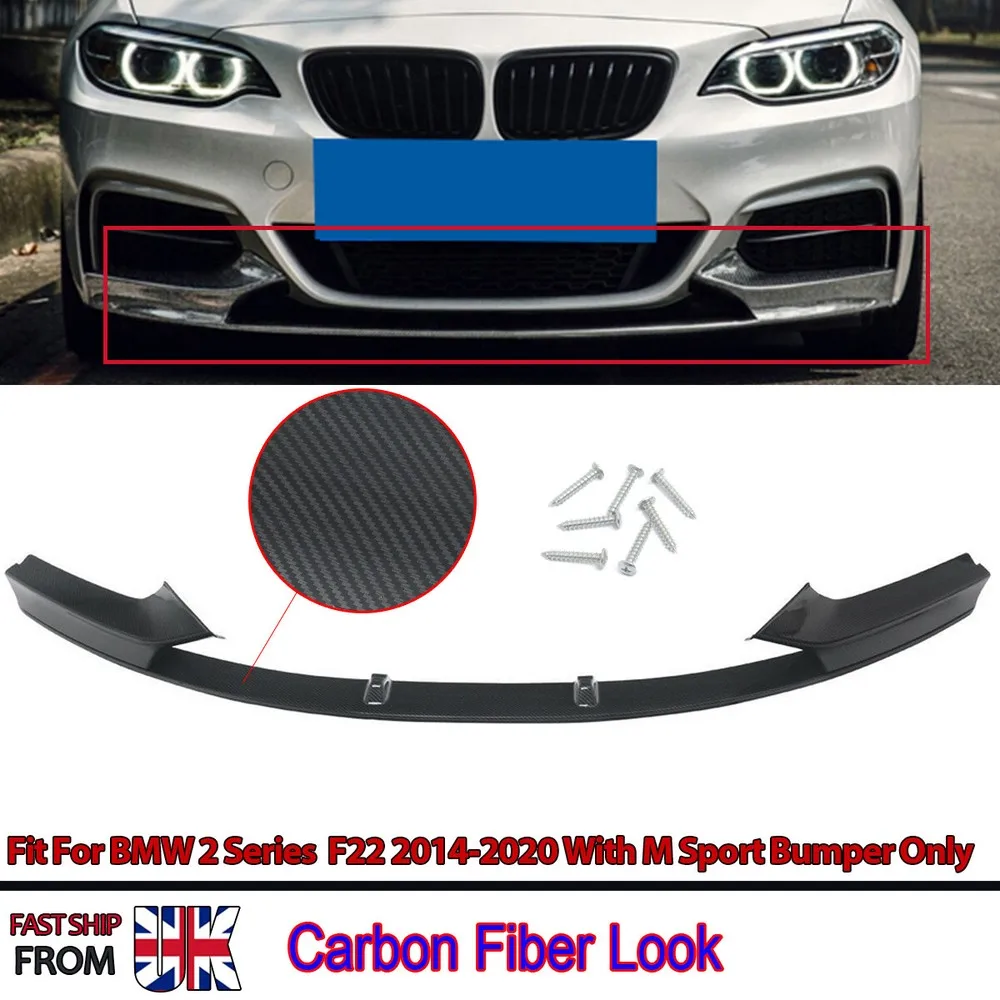 

FOR BMW 2 SERIES F22 F23 Front Lip Bumper 218d 230i M SPORT 2013-2018 FRONT SPLITTER VALANCE LIP SPOILER CARBON LOOK Bumpers