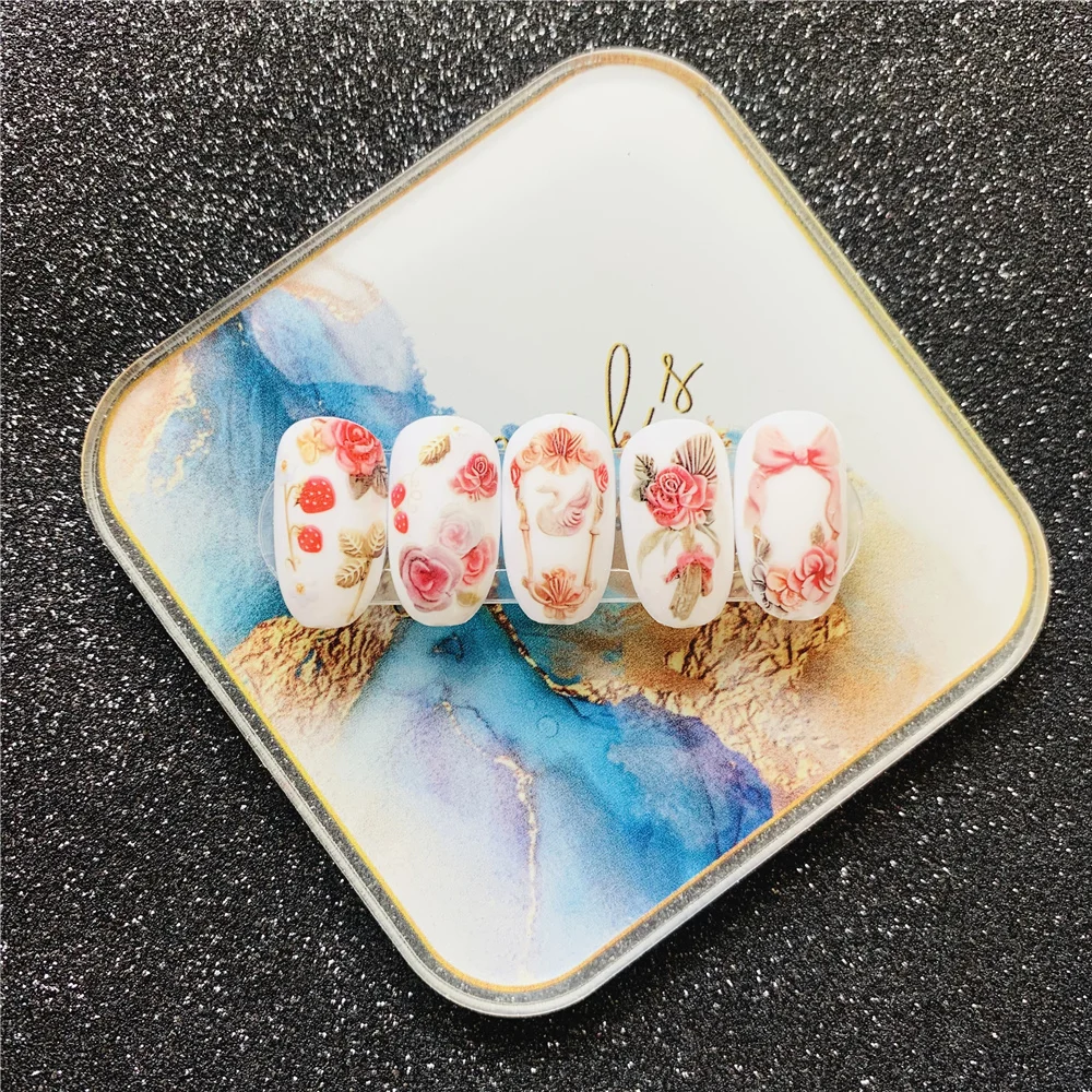 TSC-501 pegatina para uñas de flor curvadora, pegamento trasero 3D, autoadhesivo para decoración de uñas, herramienta deslizante para calcomanías de uñas