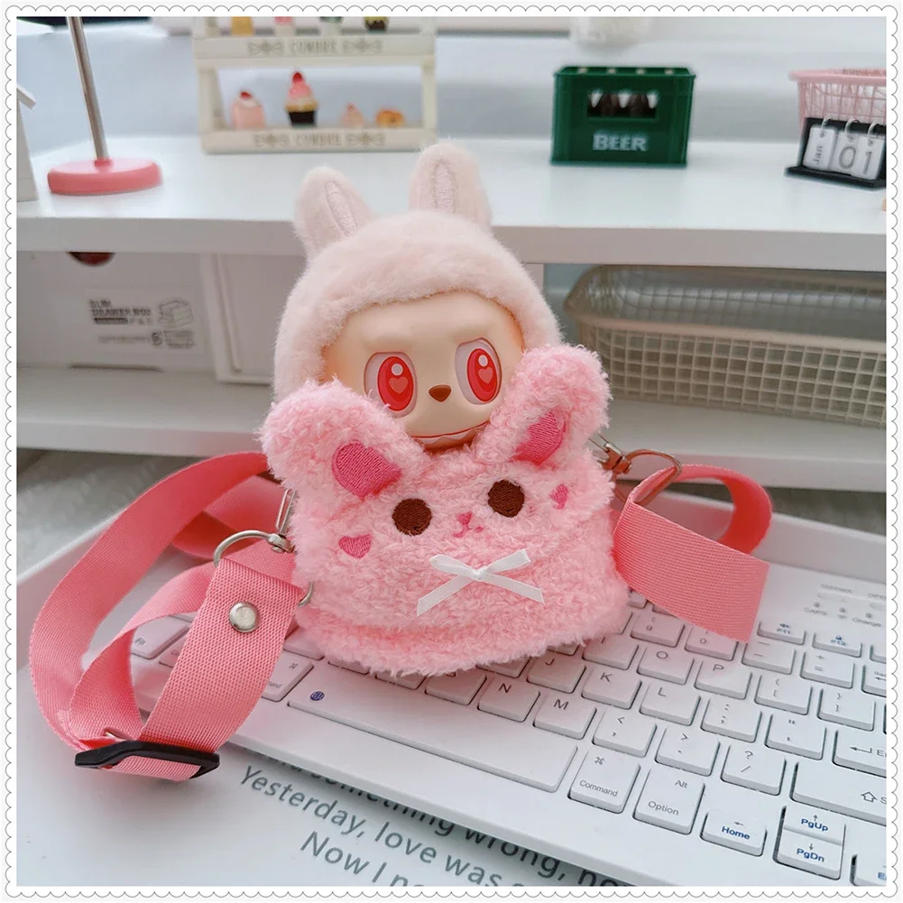 การ์ตูนCrossbodyกระเป๋าตุ๊กตาของขวัญกล่องกระเป๋าตกแต่งน่ารักสําหรับ 15/17 ซม.Labubu 10 ซม.ตุ๊กตาผ้าฝ้ายตุ๊กตาOutingอุปกรณ์เสริม