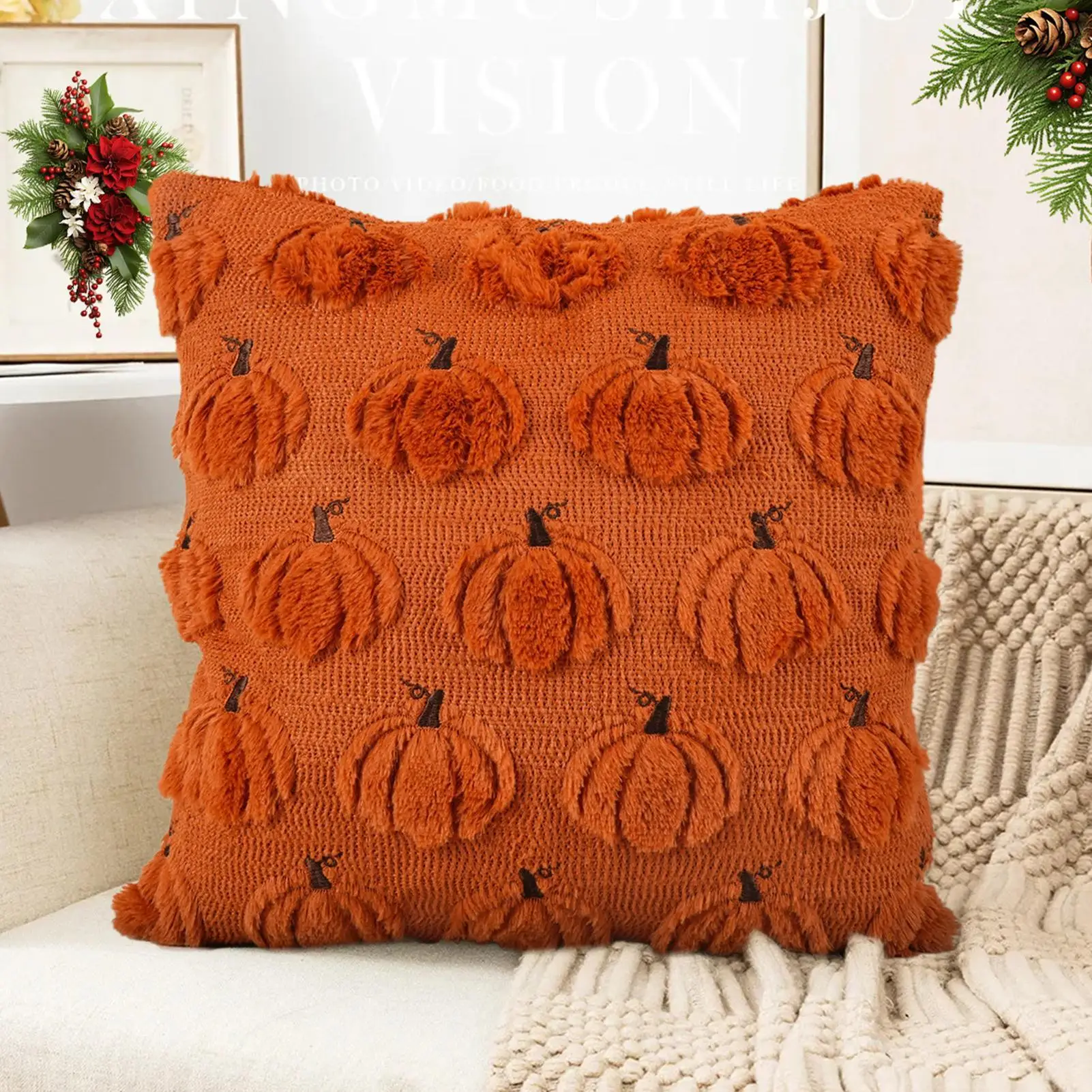 Halloween Throw Pillow Covers Pumpkin 18X18 Pillow Cover Halloween Decorations Pillowcases Thanksgiving Decorations For Party