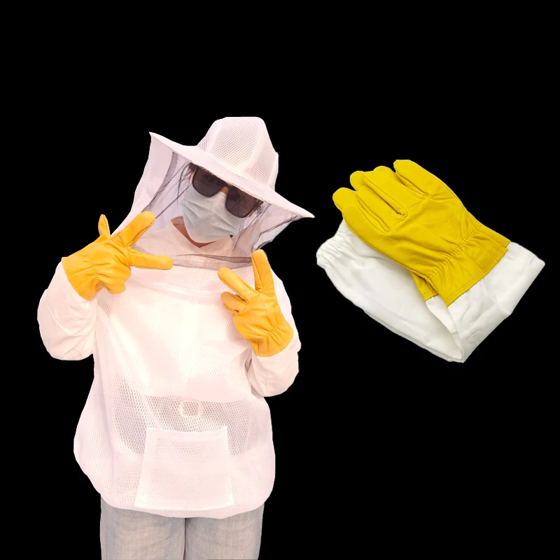 Honey Beekeeping Protective Clothing Foldable Beekeeping Split Suit Jacket Veil Suit Double Zipper Bee-proof with Hat Beekeepers