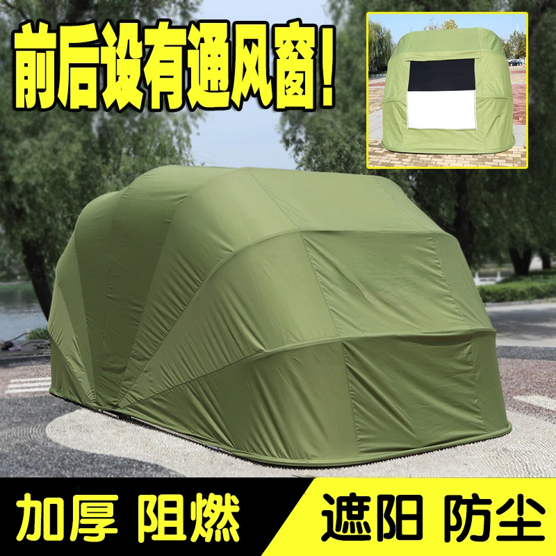 Mobile Collapsible Garage Sun Protection Flame Retardant Car Parking Shed Thickened Cotton Padded Thermal Car Cover Outdoor