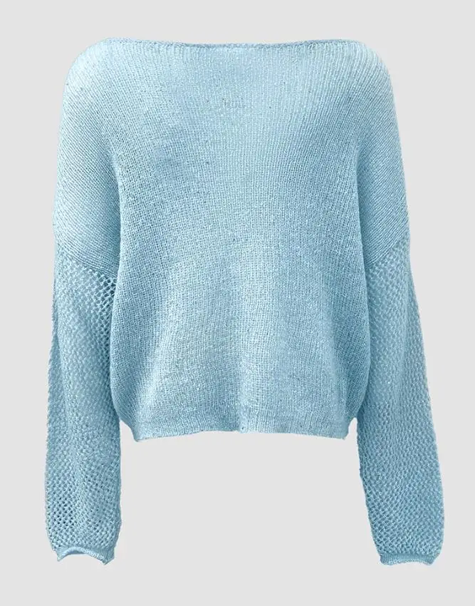 Women's Sweater In Autumn 2025 Daily New Lurex Cold Shoulder Hollow-Out Knit Cover Up Casual Drop Shoulder Top for Women Wear