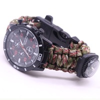 Survival Firestone Compass Watch Outdoor Multi functional Seven Core Umbrella Rope Weaving Bracelet Watch
