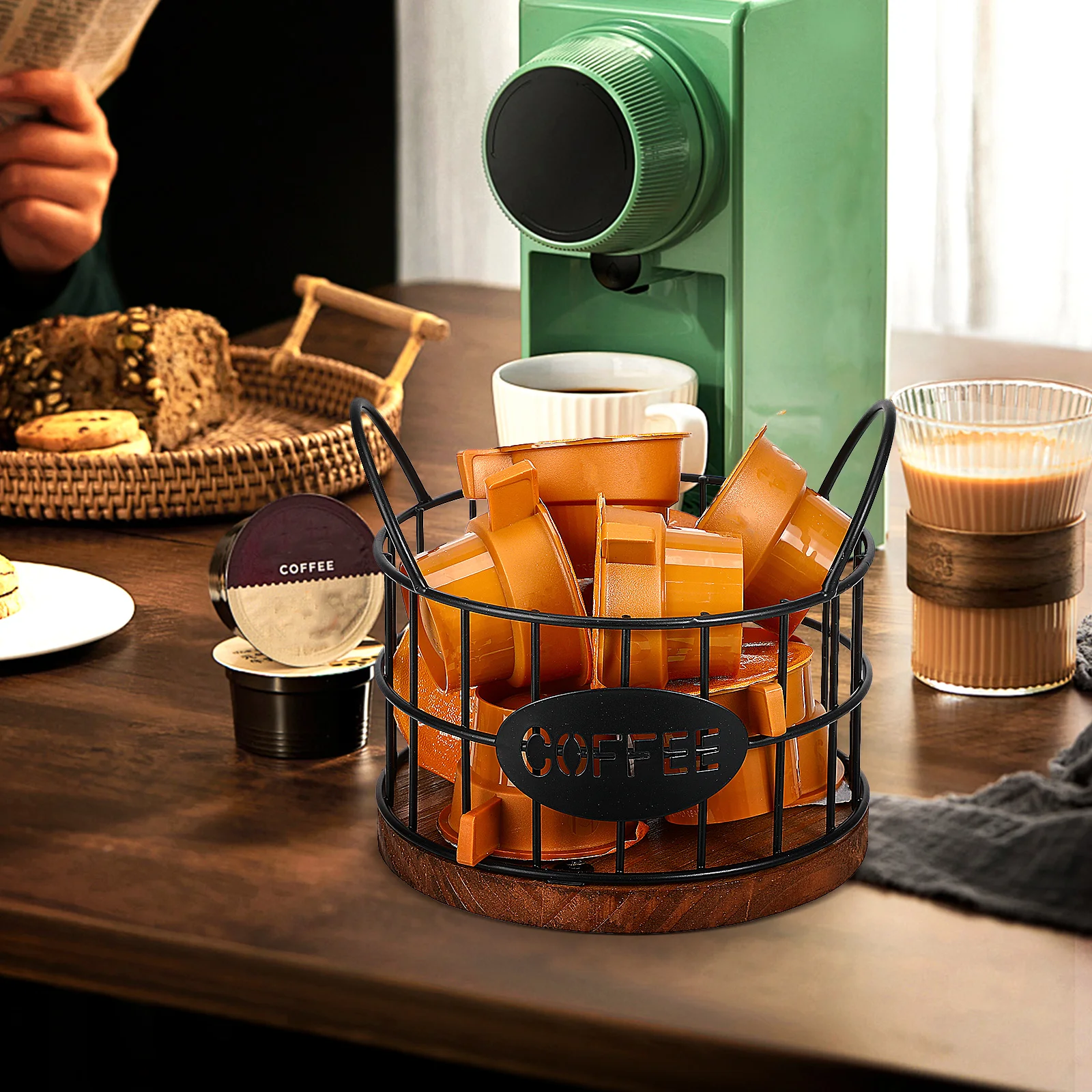 

Coffee Capsule Storage Basket Espresso Pod Holder Wire Organizer For Kitchen Coffee Station Desktop Fruit Tea Container