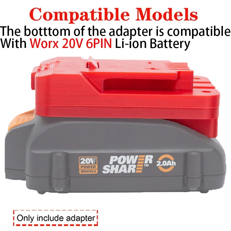 Adapter for Bauer 20V Li-Ion Tool Converter for Worx 20V 6PIN LI-Ion Battery Converter Power Tool Accessory